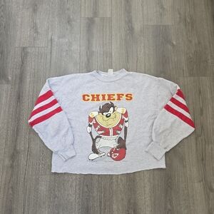 Vintage 1994 Kansas City Chiefs Taz Cropped Sweater Mens Large